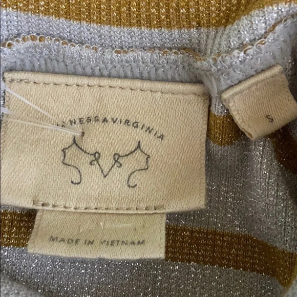 Anthro Vanessa Virginia Striped Metallic Top - S - Picture 5 of 8